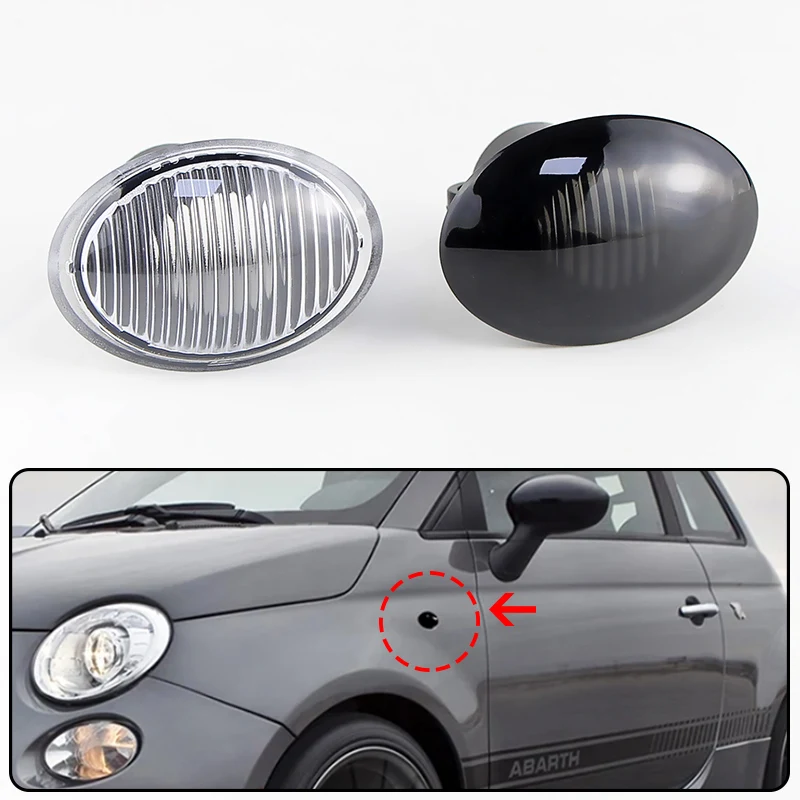 

2PCS For FIAT 500 500C 500L ABARTH 500 595 695 Ford KA Lancia Lybra Ypsilon No Bulbs Car Fender Side Marker Light Housing Shells