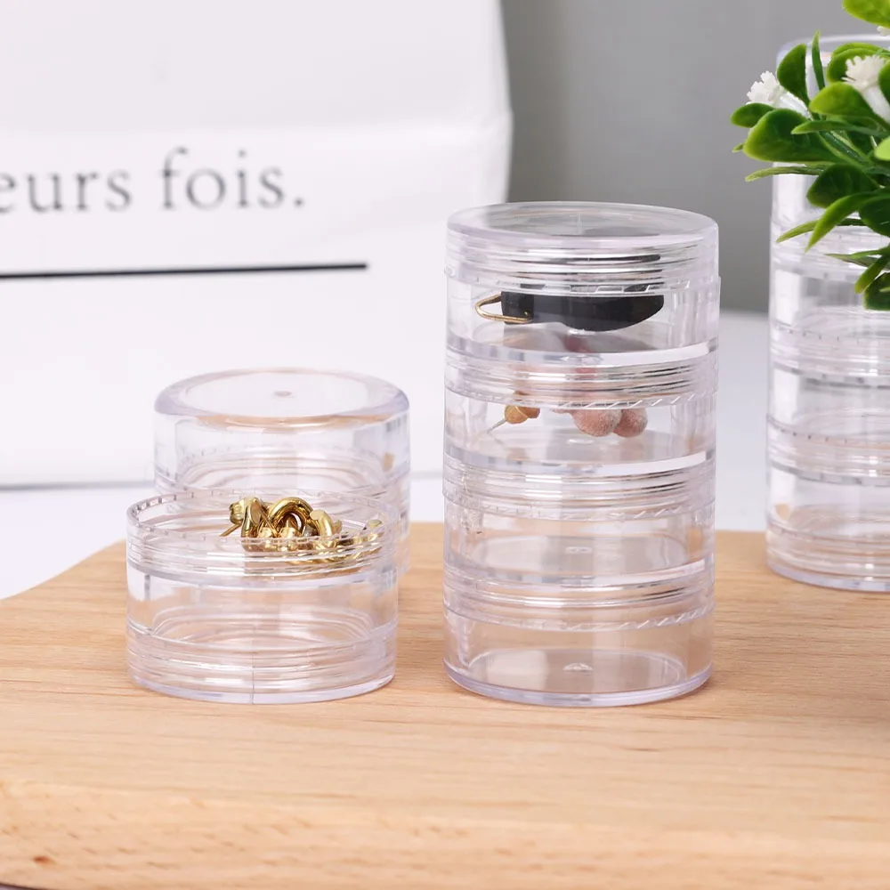 Mini Plastic Round with Cover Stackable for Bracelet Earrings Jewelry Storage Box Makeup Organizer Eye Cream Box Face Cream Box