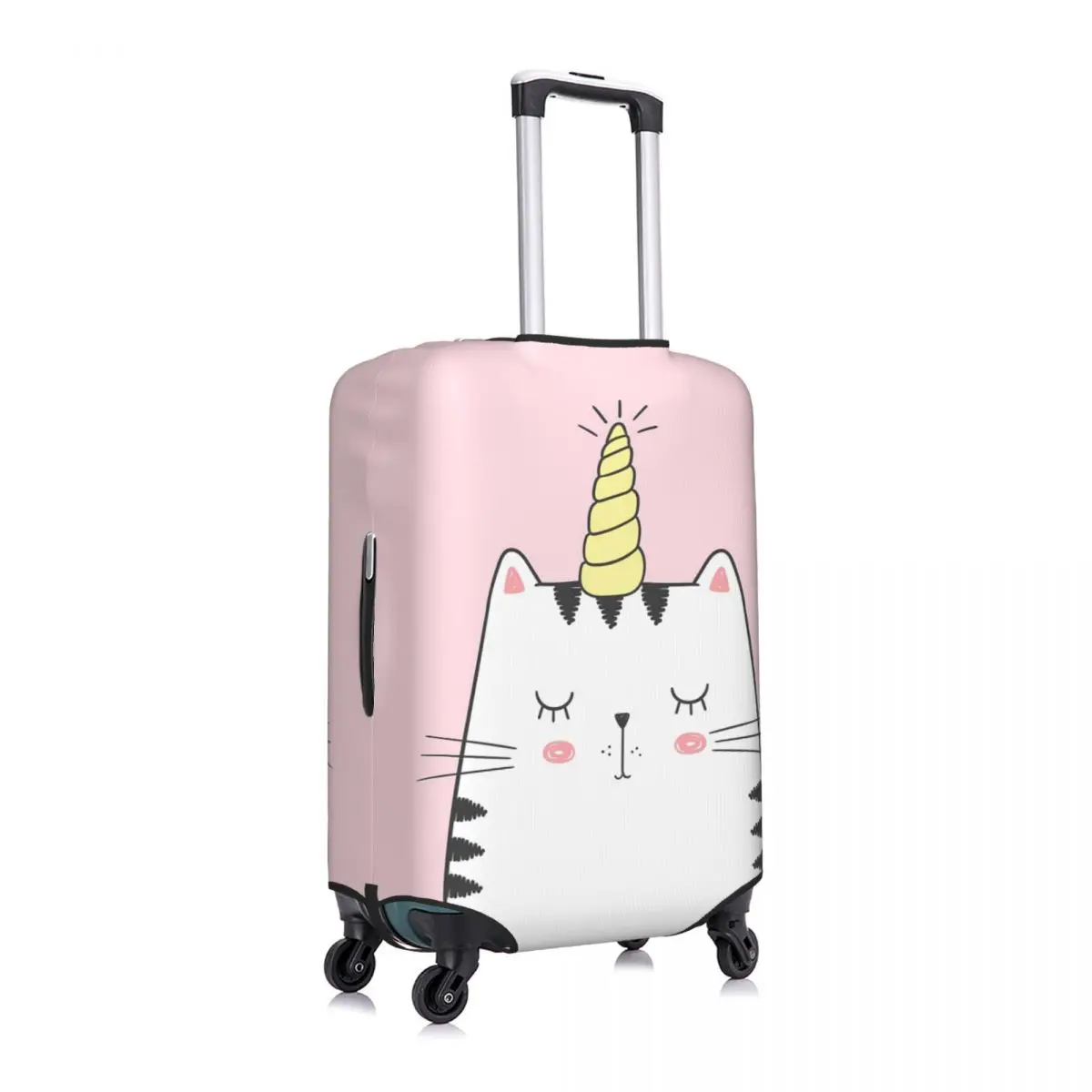 Cute Cat With Unicorn Horn Suitcase Cover Anime Business Protection Flight Practical Luggage Supplies