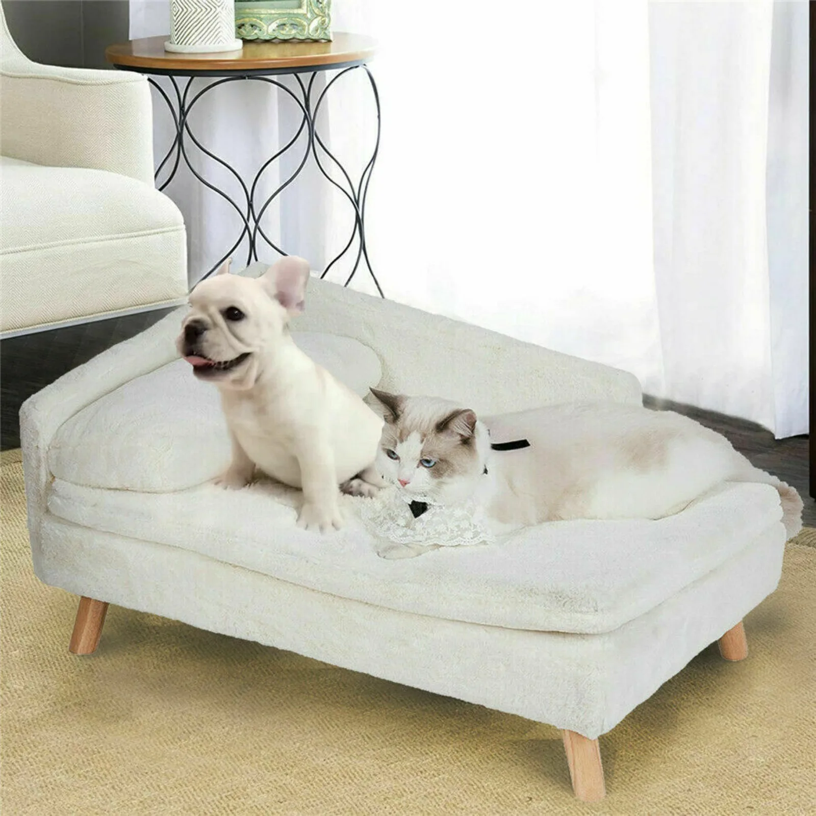 

Comfy Velvet Pet Dog Sofa Bed Couch with Pillow Cat Snuggle Lounger Waterproof