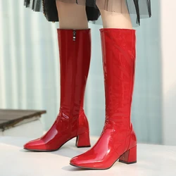 Fashion Knee High Boots Women Shoes 2024 Autumn Winter Women's High Boots Black White Red Long Shoes Ladies Large Size 45 48