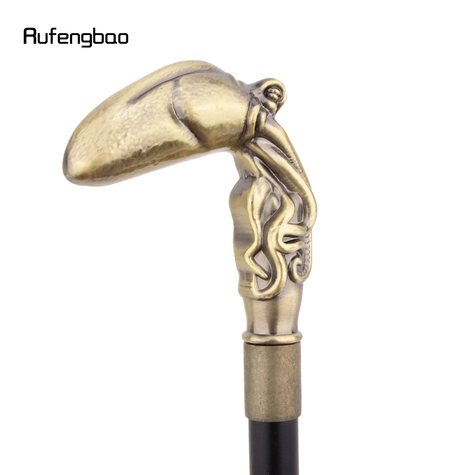 Yellow Squid Fish Biting Walking Cane Fashion Decorative Stick Gentleman Cosplay Cane Knob Crosier 93cm  Performance Stage Cane