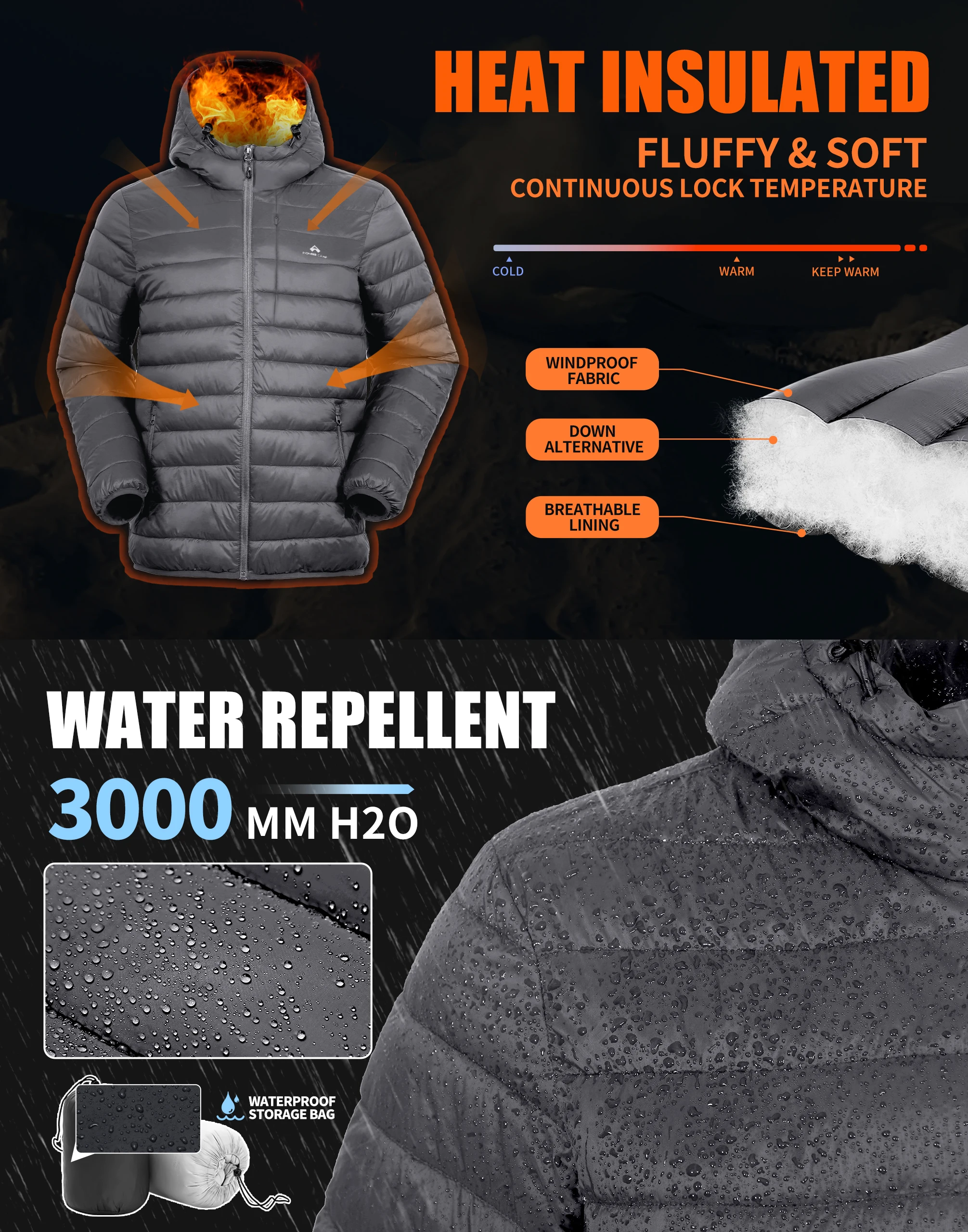 Pioneer Camp Men's Lightweight Packable Puffer Jacket with Hood Warm Puffy Winter Jacket Coat Insulated for Ski Hiking Travel