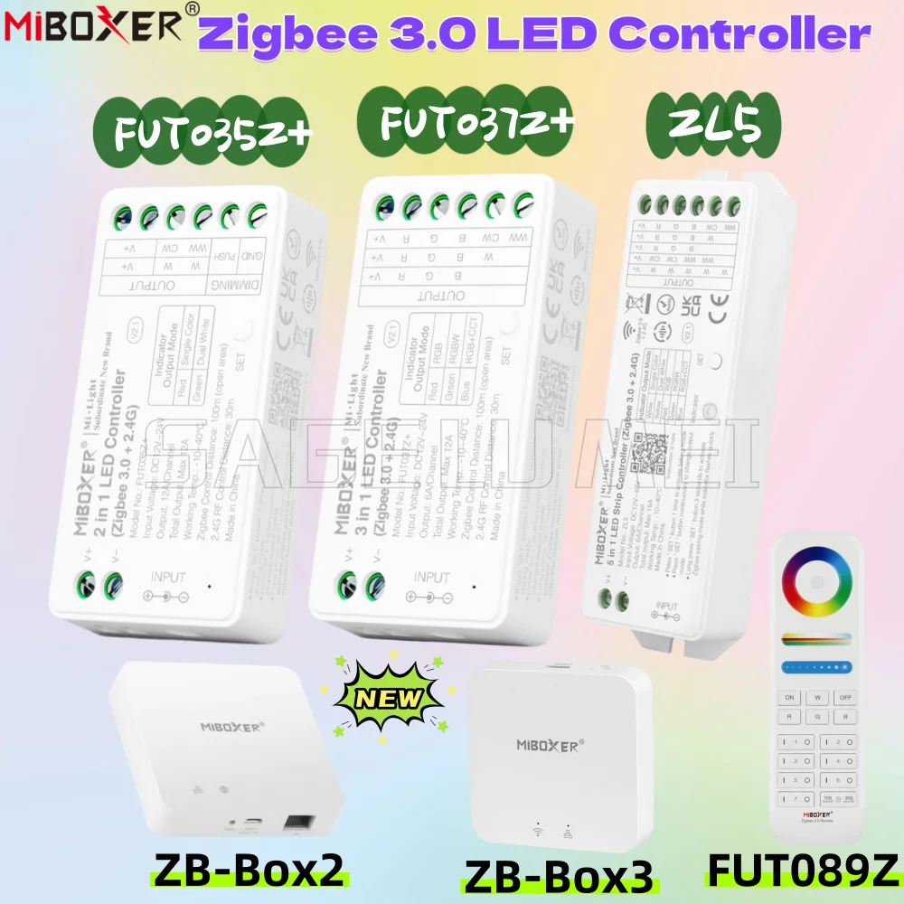 

Новые умные диммеры Zigbee 3.0 для светодиодных лент Miboxer FUT035Z/FUT037Z/ZL5 Single/RGB/CCT/RGBW FUT089Z RF ZB-Box2/3 Remote MiLight