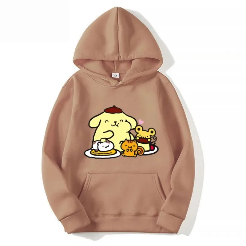 Pompom Purin Cartoon Anime Women Pullover Tops Spring Autumn Men Hoodie 2024 Fashion Yellow Sports Couple Sweatshirt Clothes