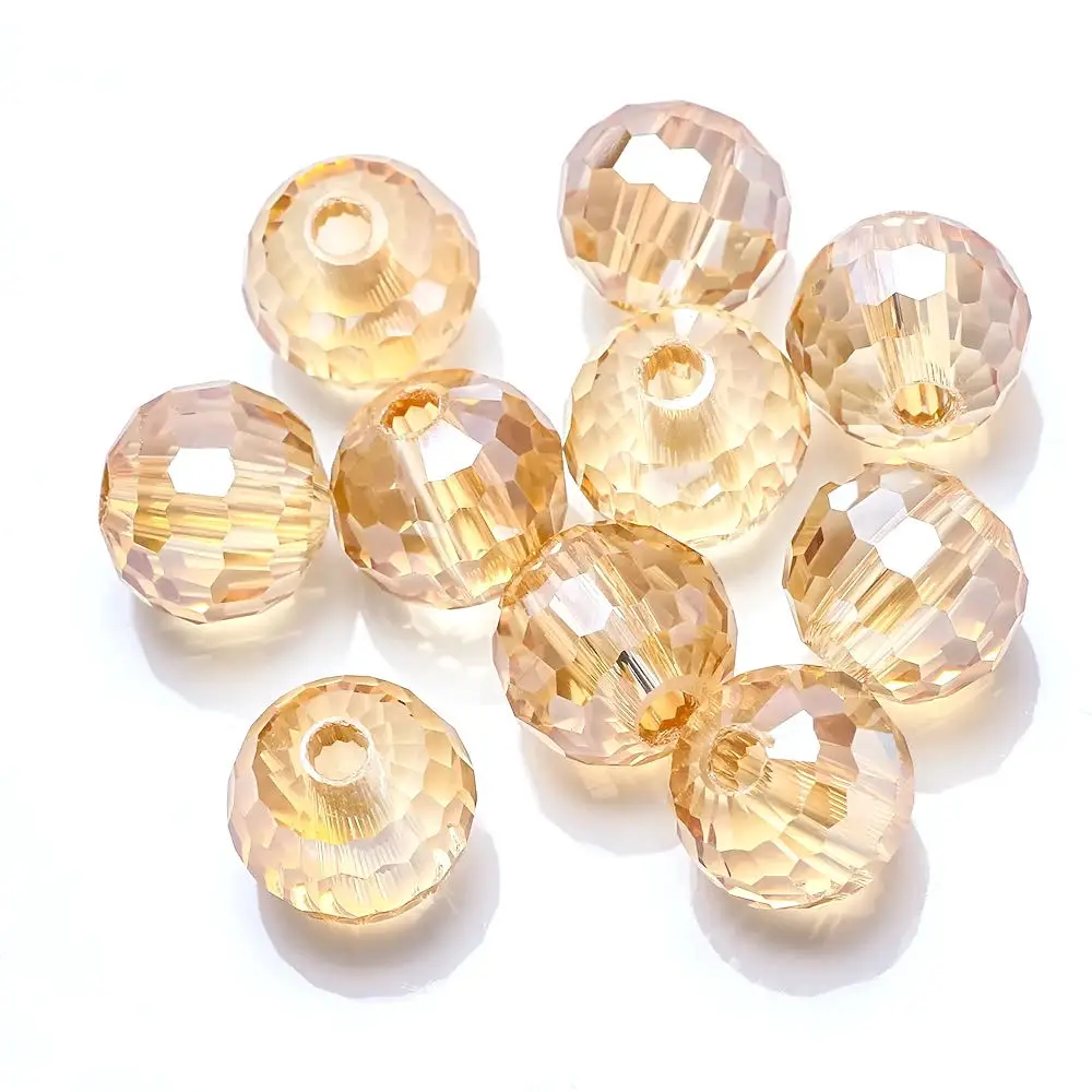 Big Hole Ball Bead Faceted Round 10Pcs/Lot 16MM Beads Glass Jewelry Making DIY Crystal Crafts Beading for Decoration