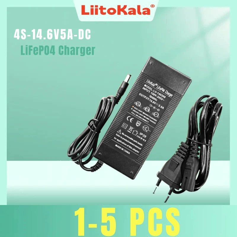 LiitoKala 4S 14.6V 3A/5A Caricabatteria LiFePO4 12V/14.4V LiFePO4 Caricabatteria Ingresso 100-240V Sicurezza Stabile