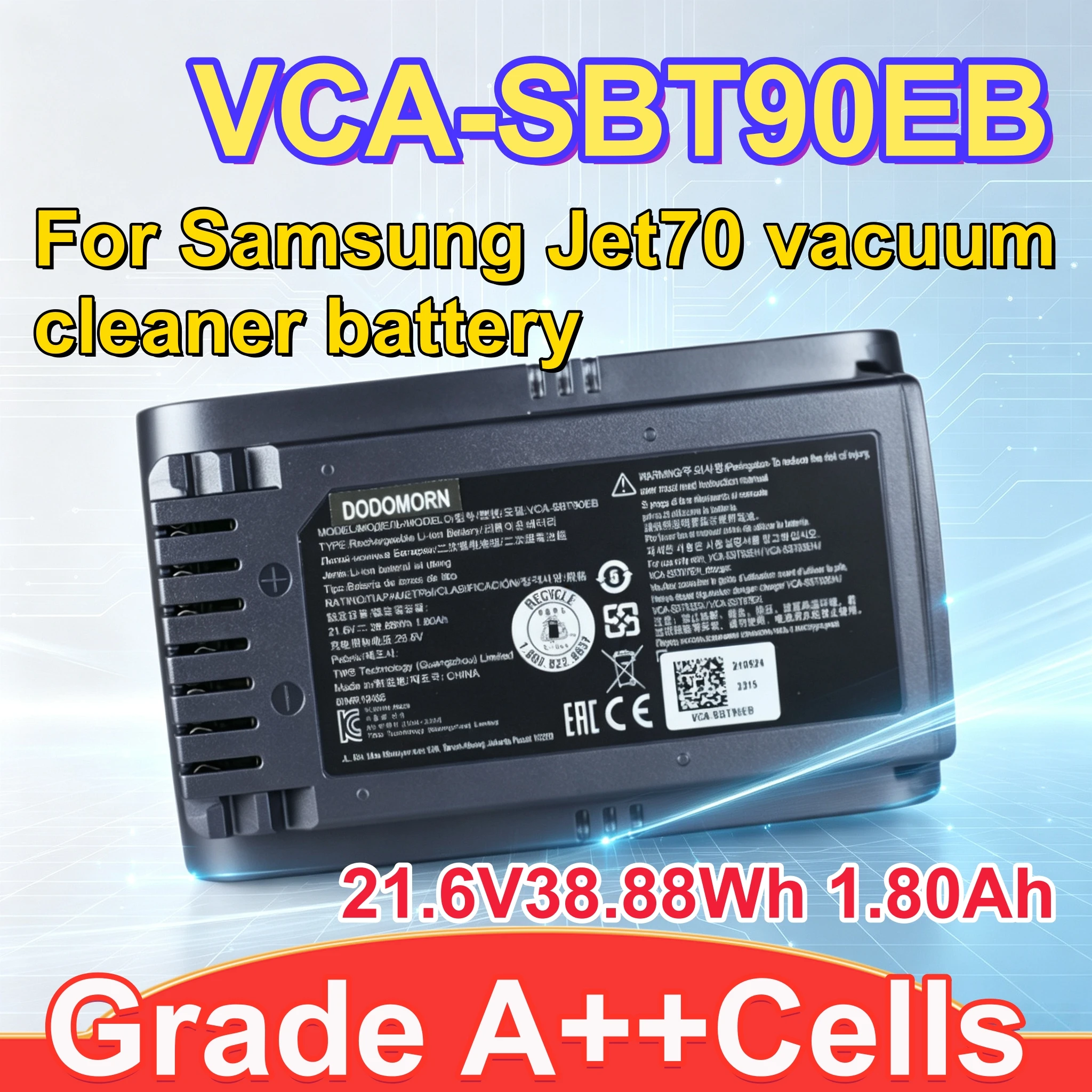 High Quality VCA-SBT90EB Vacuum Battery For Samsung Jet 60 70 75 90 VS9000 VS20T75 Series Cordless Vacuum Cleaner Battery