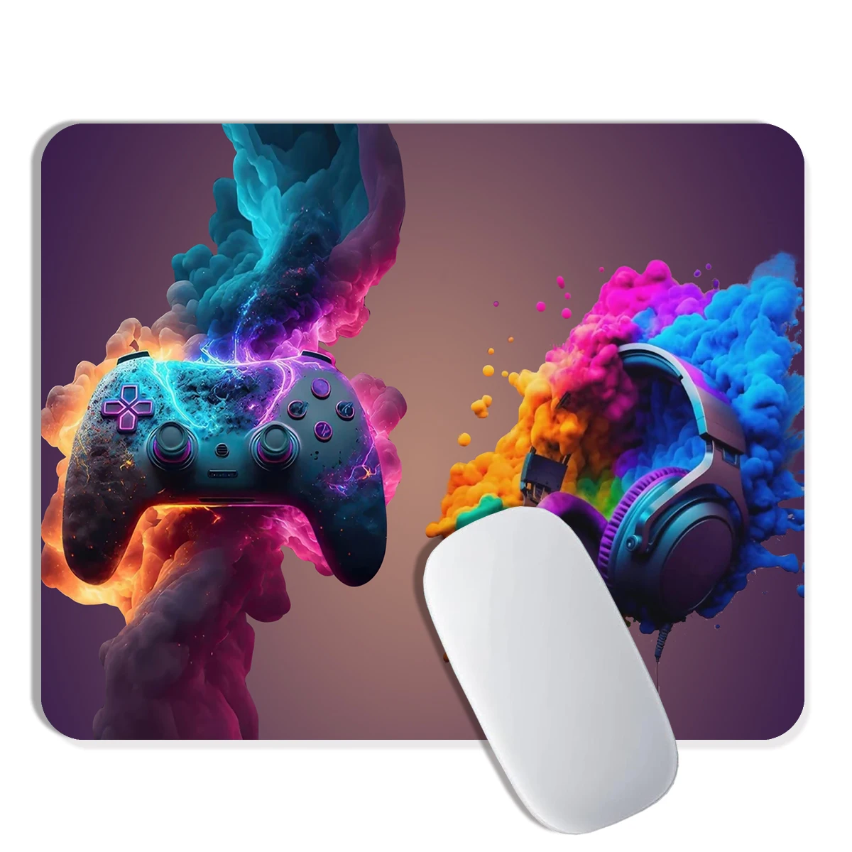 Gamepad Headphones Mouse Pad Desk Pad Mouse Mat for Keyboard, Gift Mouse Pad with Anti-Slip Rubber Base, Extended Desk Mat