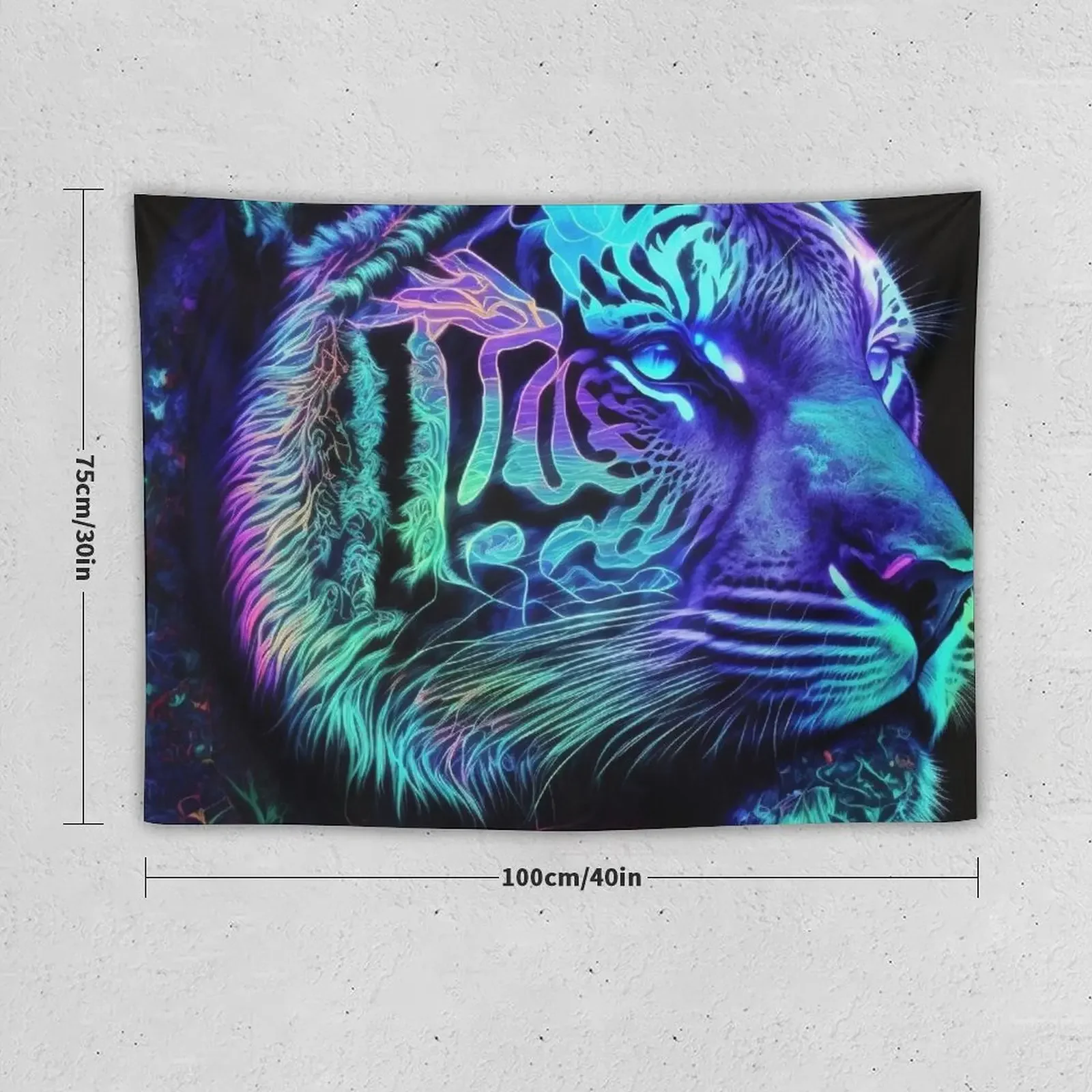 Fluorescent Tiger - Neon Glow Animal Art Tapestry Decoration Room Decoration Wall Tapestry