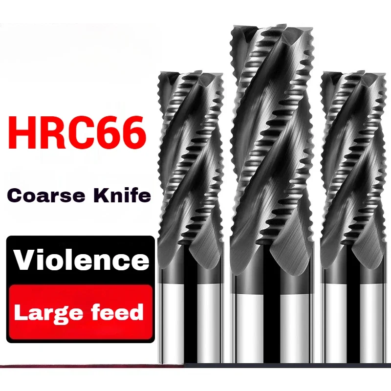 

Roughing End Mill Solid Carbide CNC Machining 4 Flutes 4 Teeth for Metal Steel Iron Aluminum MDF Acrylic Wood Copper Plastic