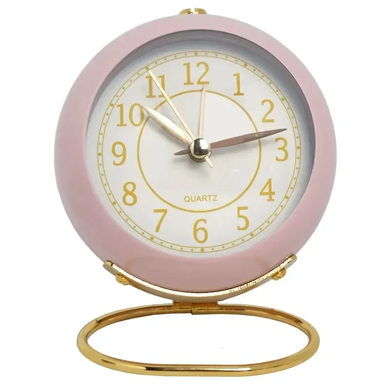 European Style Metal Clock Creative Silent Children's Electronic Aarm Clock Minimalist Living Room Bedroom Student Luminous