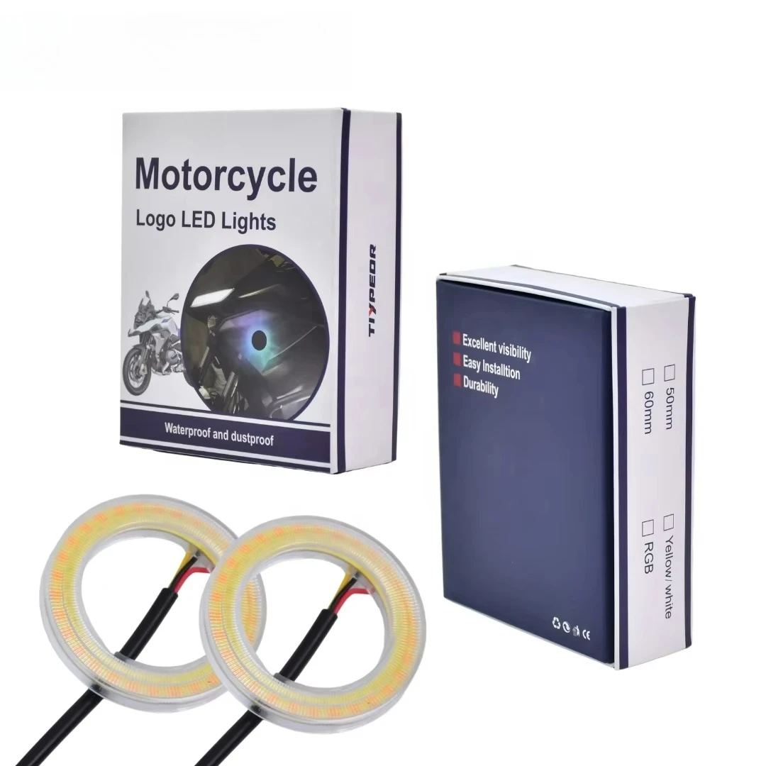 Light Emitting Diode Angel Eye 50mm Motorcycle Light COB Ring Waterproof White/Yellow Ring Light Logo Backlight
