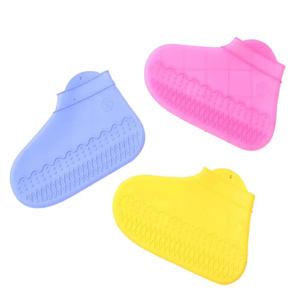

3Pairs Silicone Rainproof Shoe Covers Waterproof Anti-Slip Elastic Overshoes Reusable Protective Covers for Unisex Medium Tube