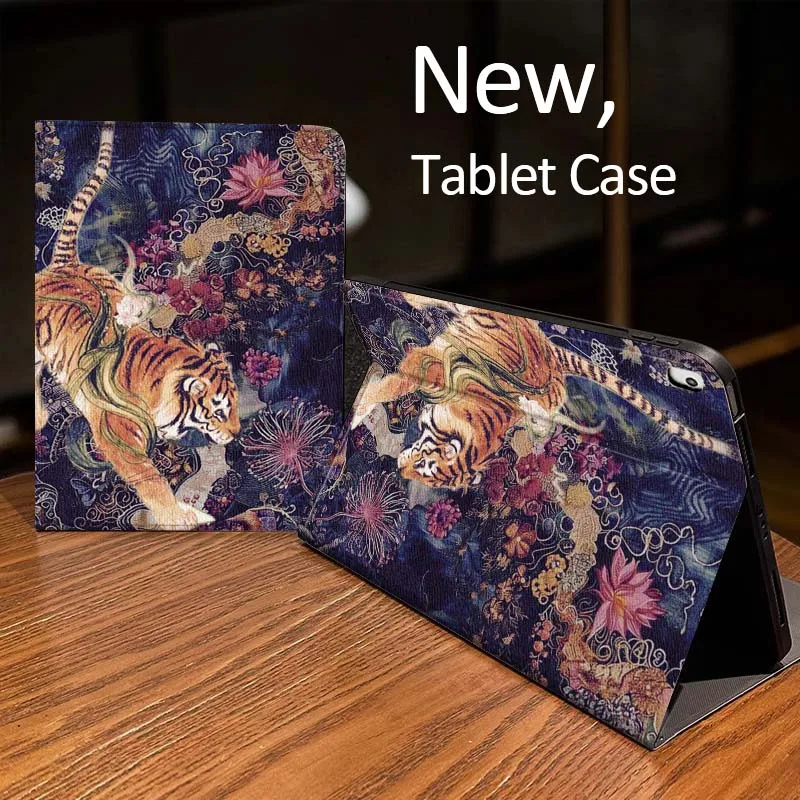 

White Flower Oil Painting Case For iPad Pro mini Air 1 2 4 3 5 6 7 8gen 9gen 11 M2 M3 M4 6th 7th 10th 11th Gen 2025 Tablet