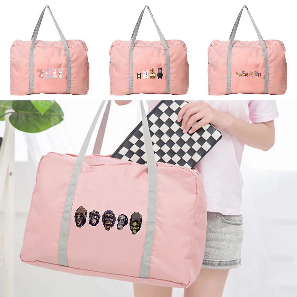 

Handheld Travel Bag Cartoon Pattern Printing Series Unisex Lightweight Large Capacity Essential for Holiday Outings Organizer