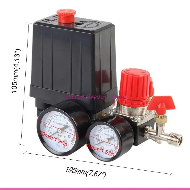 E06B สวิตช์ความดันคอมเพรสเซอร์แอร์ 90-120PSI ความปลอดภัยวาล์วควบคุมตัวควบคุม Manifolds