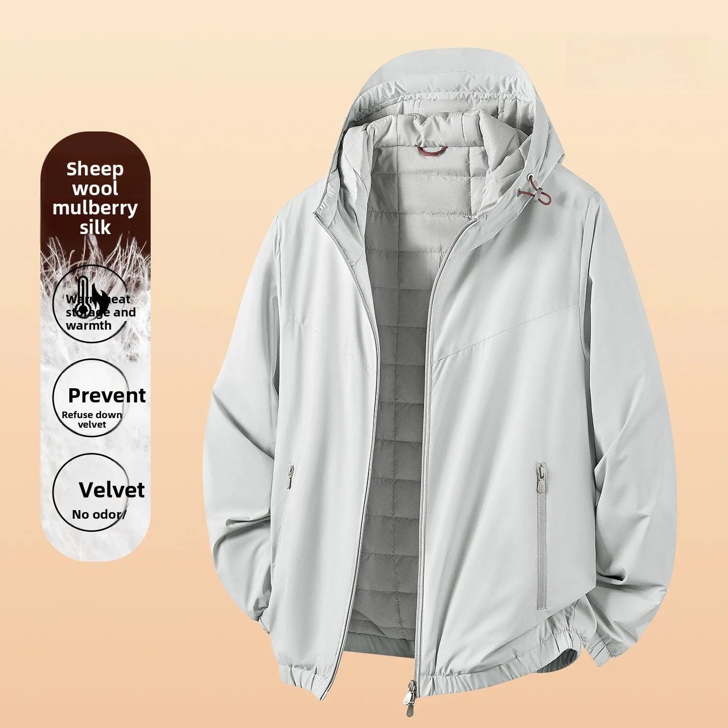 

Мужская демисезонная куртка из шерсти, шелка и хлопка, с утеплителем, влагоотталкивающая, пухонепроницаемая, новая, стандартный крой, удлиненная.