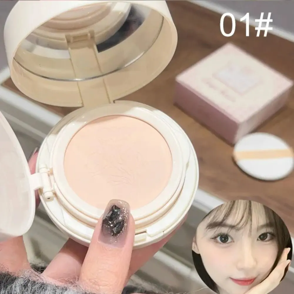 Natural Finish Matte Face Pressed Powder 2 In 1 Clear Texture Oil Control Foundation Lasting Brightening Whitening Cream
