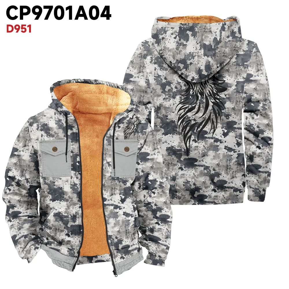 Men's winter coat jacket camouflage print retro trend thick and warm, essential for outdoor travel