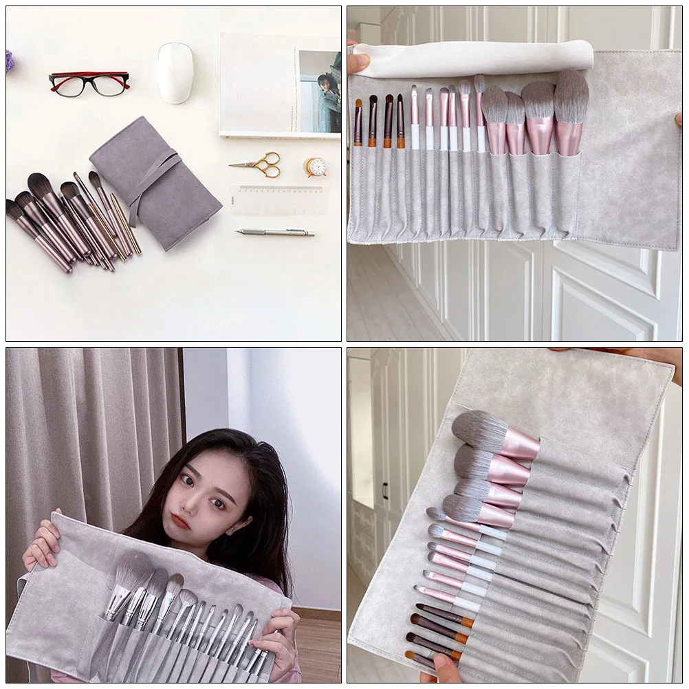 

Makeup Brush Organizer Folding Rolling Bag Lightweight Portable Brush Storage Pouch Convenient Travel Case