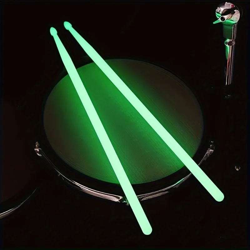 1 Par de Baquetas Luminosas 5A para Batería de Jazz, Baquetas de Nylon Coloridas Luminosas para Escenario, Regalo para Bateristas Principiantes