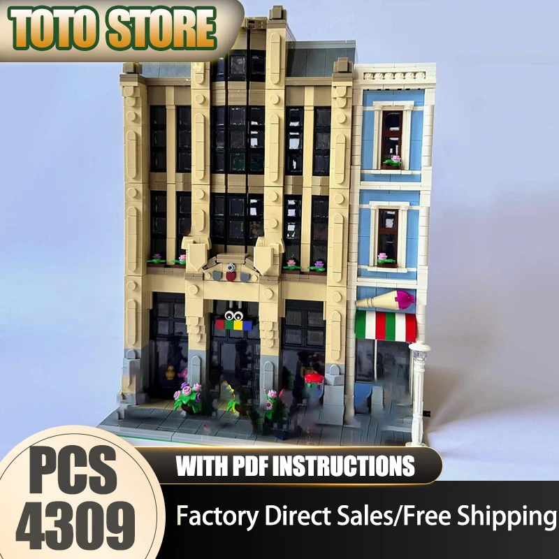 

Городской вид на улицу Moc, строительные кирпичи, модель магазина игрушек, технология, модульные блоки, подарок, рождественские игрушки, сделай сам, сборка Constreustion