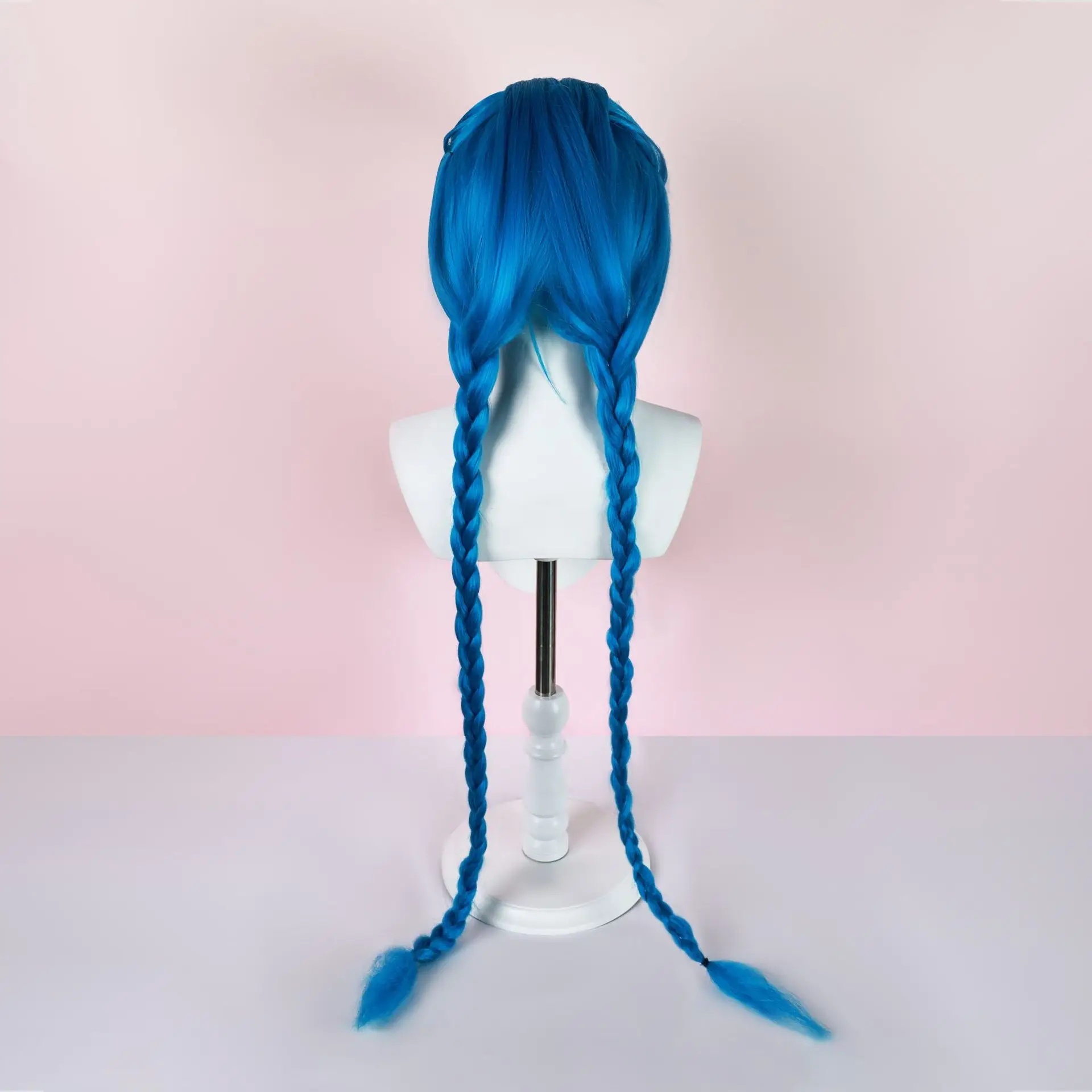 LoL Arcane Jinx Cosplay Perruque pour Femme, Bleu, Fibre Synthétique, Cheveux Longs