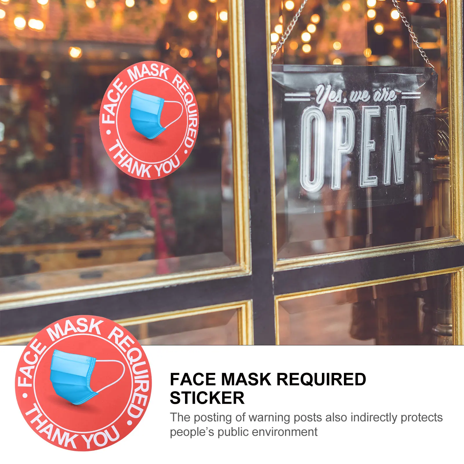 

10 Pcs Sign Sticker Warning Stickers Face Mask Required Decals Public Safety Signage Office