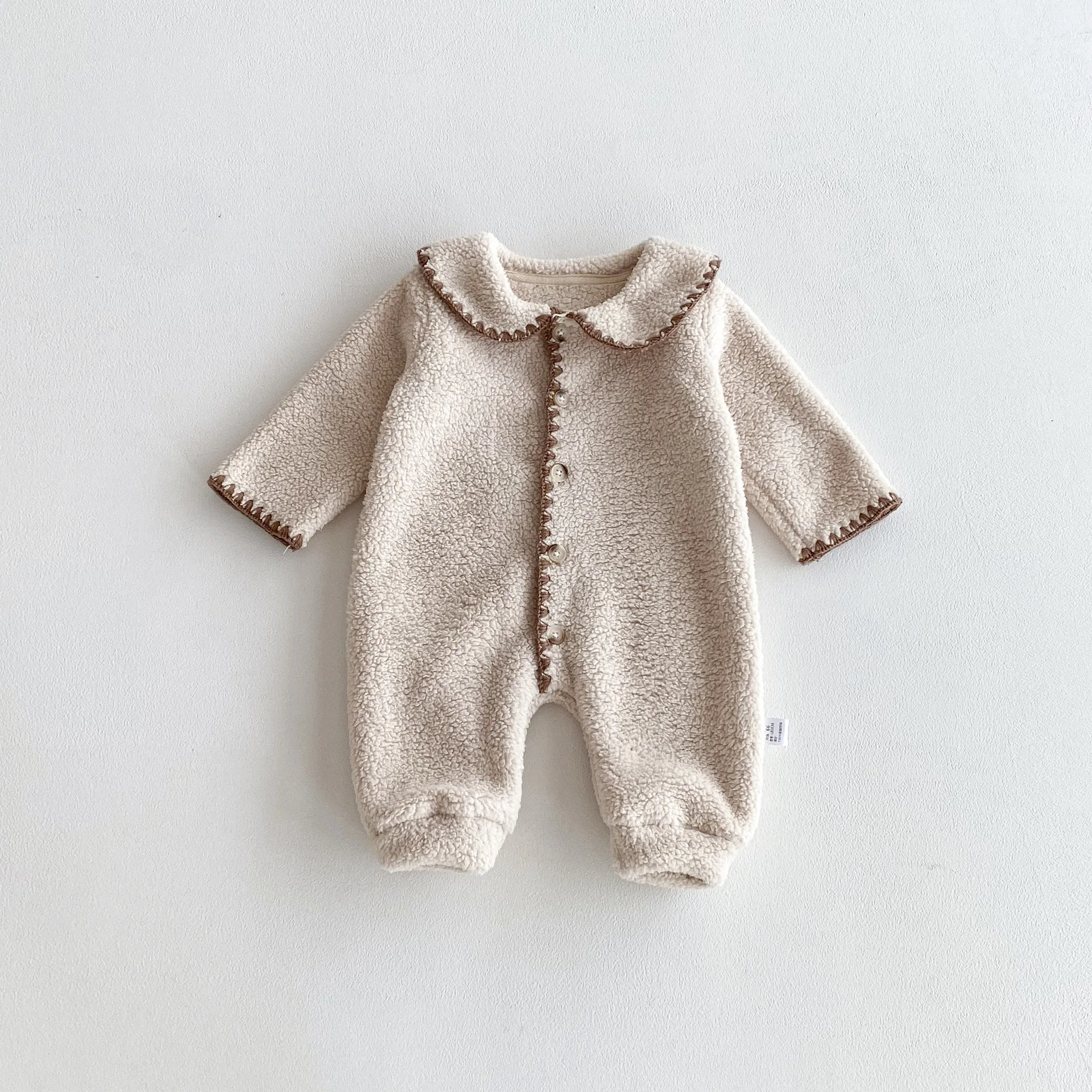 ZOETOPKID Winter-Strampler für Babys mit Revers und Fleece-Futter, langärmelig, für Jungen und Mädchen, Plüsch-Overall mit langen Ärmeln. – Detail 12