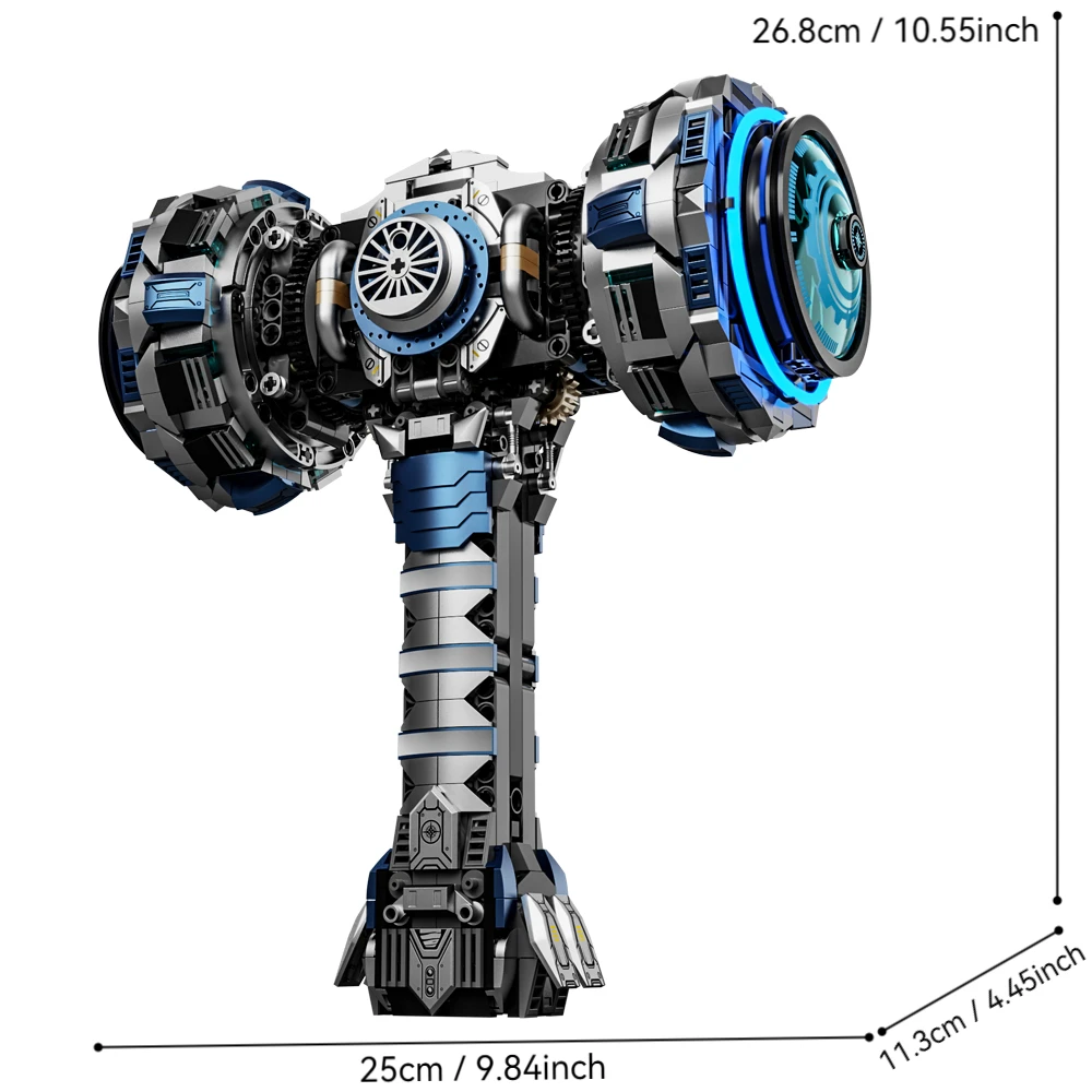 2026 NEW Mechanical Thunder Hammer Building Blocks Set with Light STEM Brick Model Kit DIY Desktop Ornament  Birthday Gifts Toy view 6