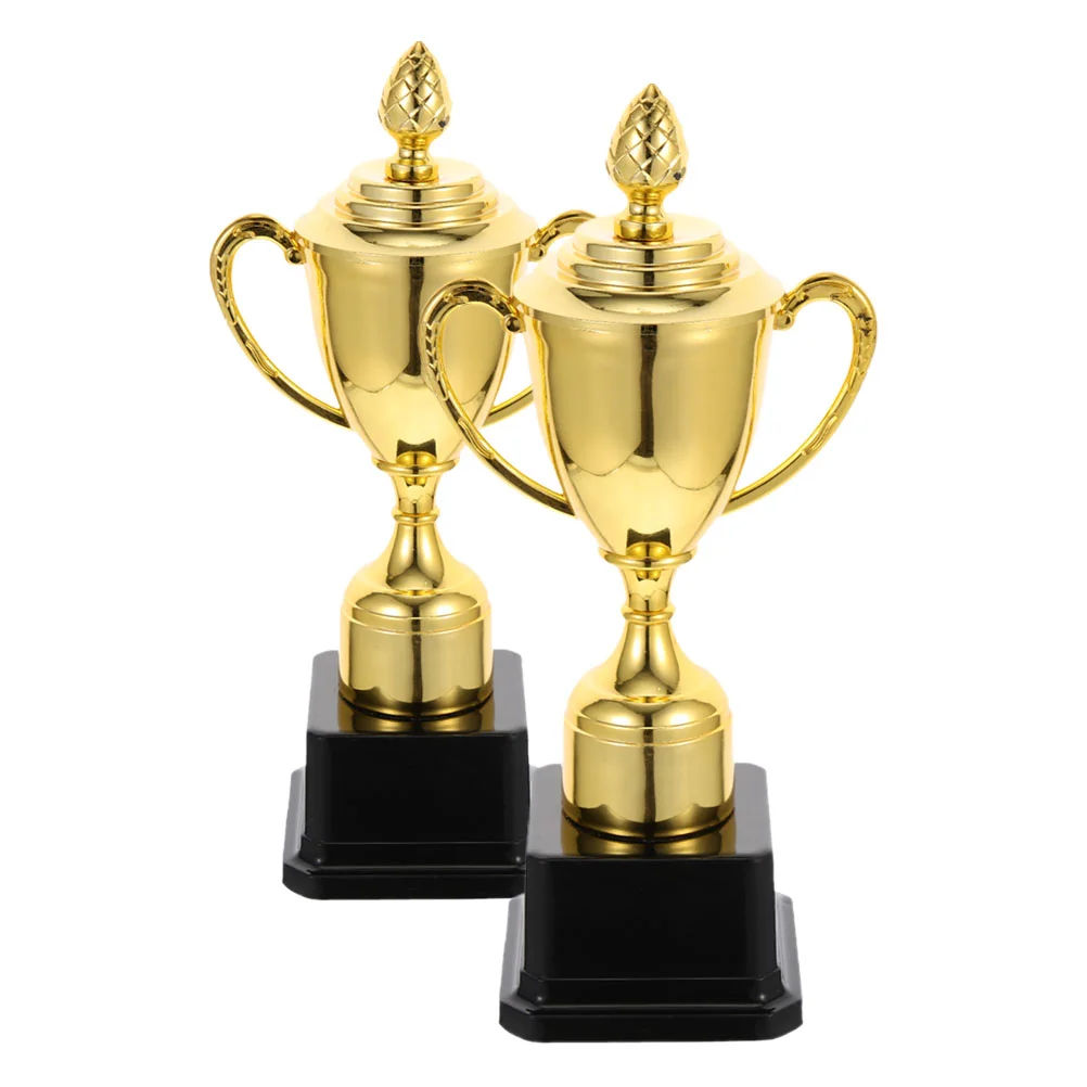 

2 Pcs Trophy Celebration Competition Prop for Kindergarten Football Small Decor Creative Shaped Plastic Trophies Adults