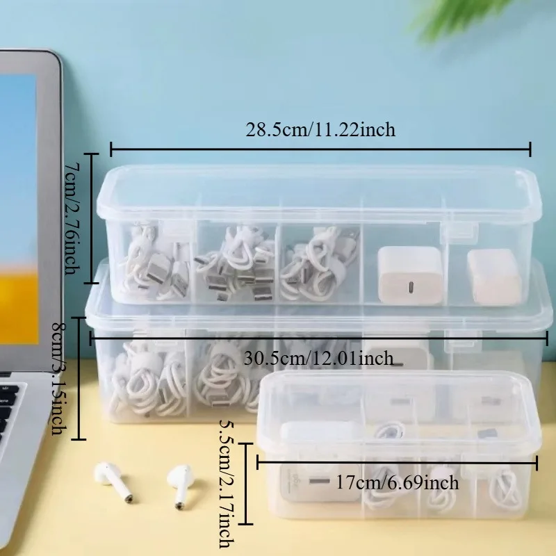 Multi-Compartment Transparent Plastic Storage Box, Desktop Drawer Organizer for Home Office Dormitory Storage Solutions