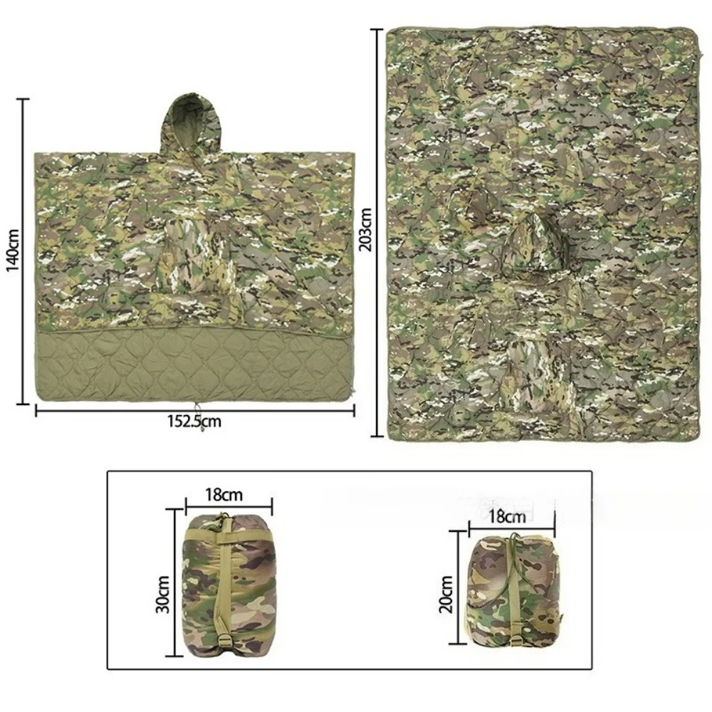 Camouflage Warm Cloak Sleeping Bag Multi-purpose Outdoor Camping Travel Hiking Hunting Survival and Emergency Sleeping Bag