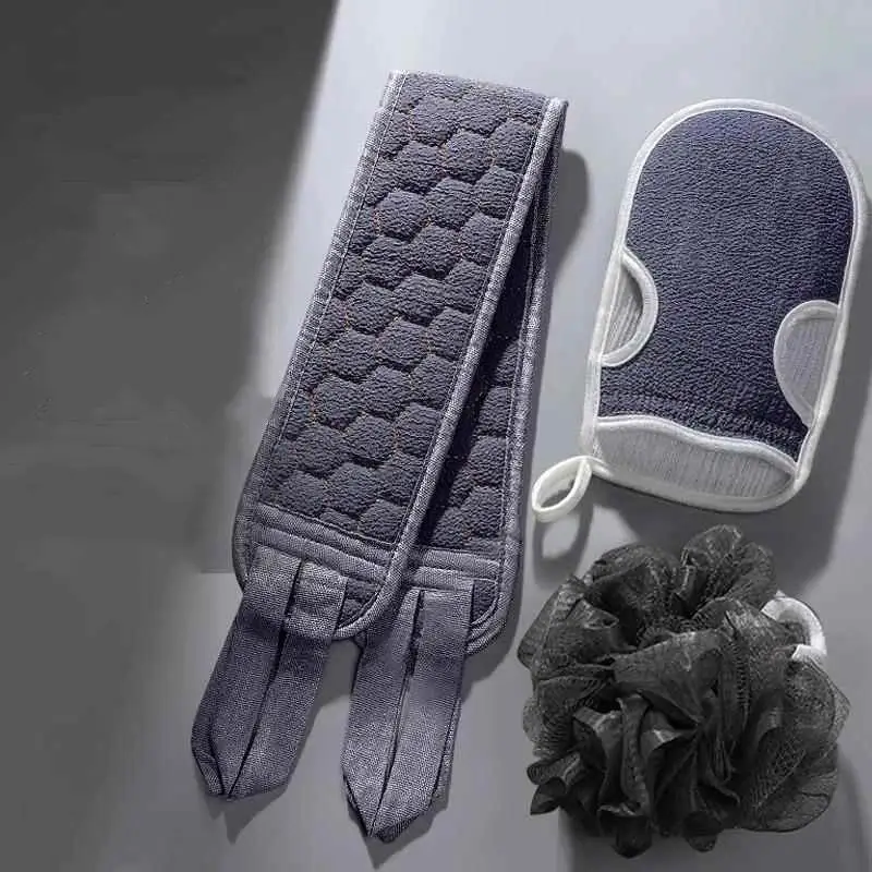 【HBA】Exfoliating Body Scrubber Set - Includes Back Scrubber, Bath Glove And Shower Bath Sponge Loofah - Deep Clean And Vitalize