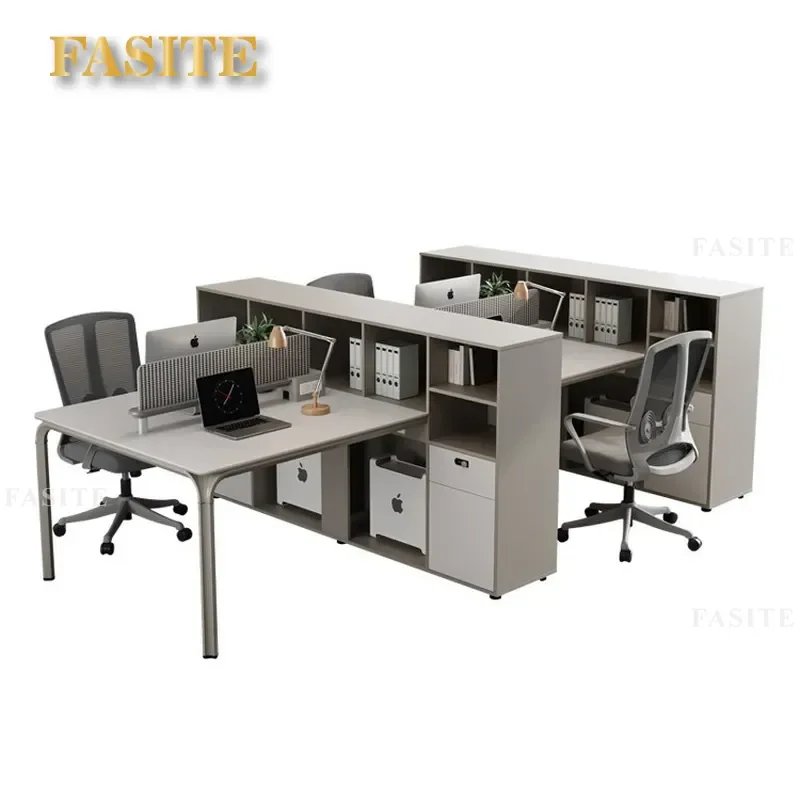 For 4/6 Person Modern Office Desk and Chair Set Simple High End Fashion Staff Computer Workstation Furniture