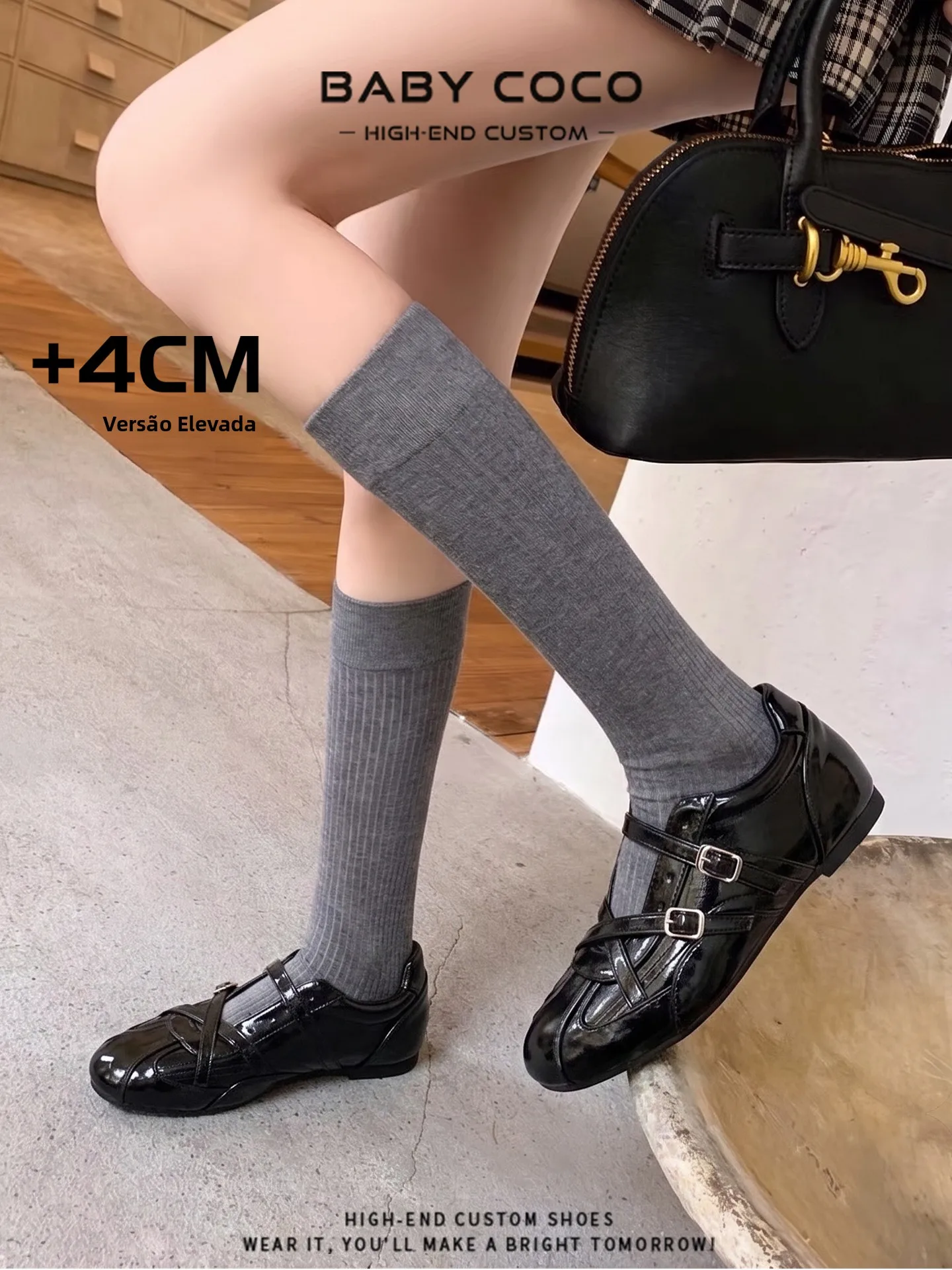 leather-mary-jane-single-shoes-women's-sporty-casual-dequan-shoes-4cm-heightening-retro-belt-buckle-ballet-style-all-match