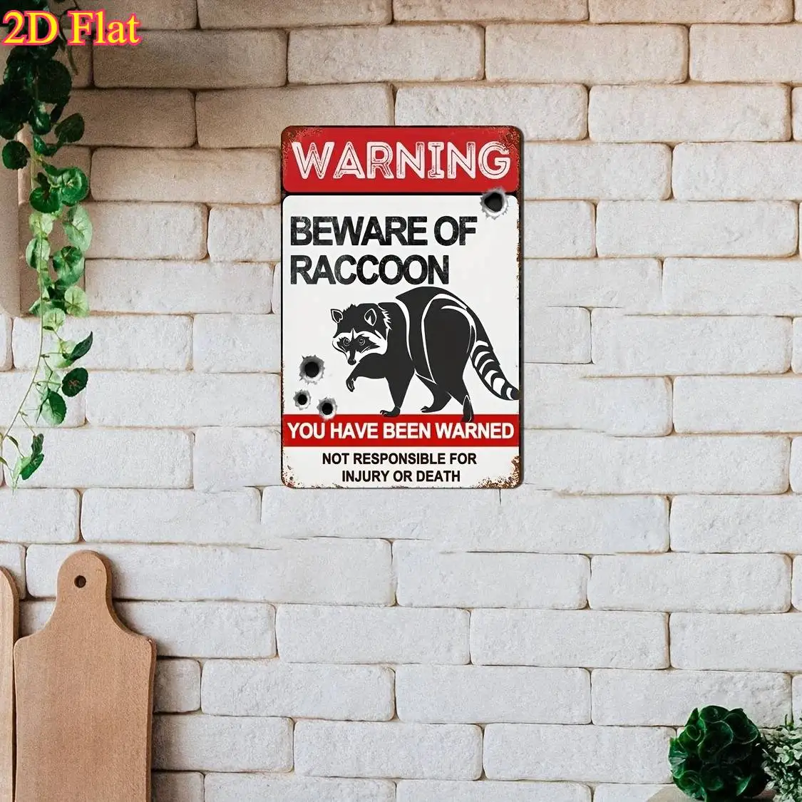 Vintage Beware of Raccoons Metal Sign, 8x12 Inch 2D Wall Decor for Garage Cafe Bar Living Room