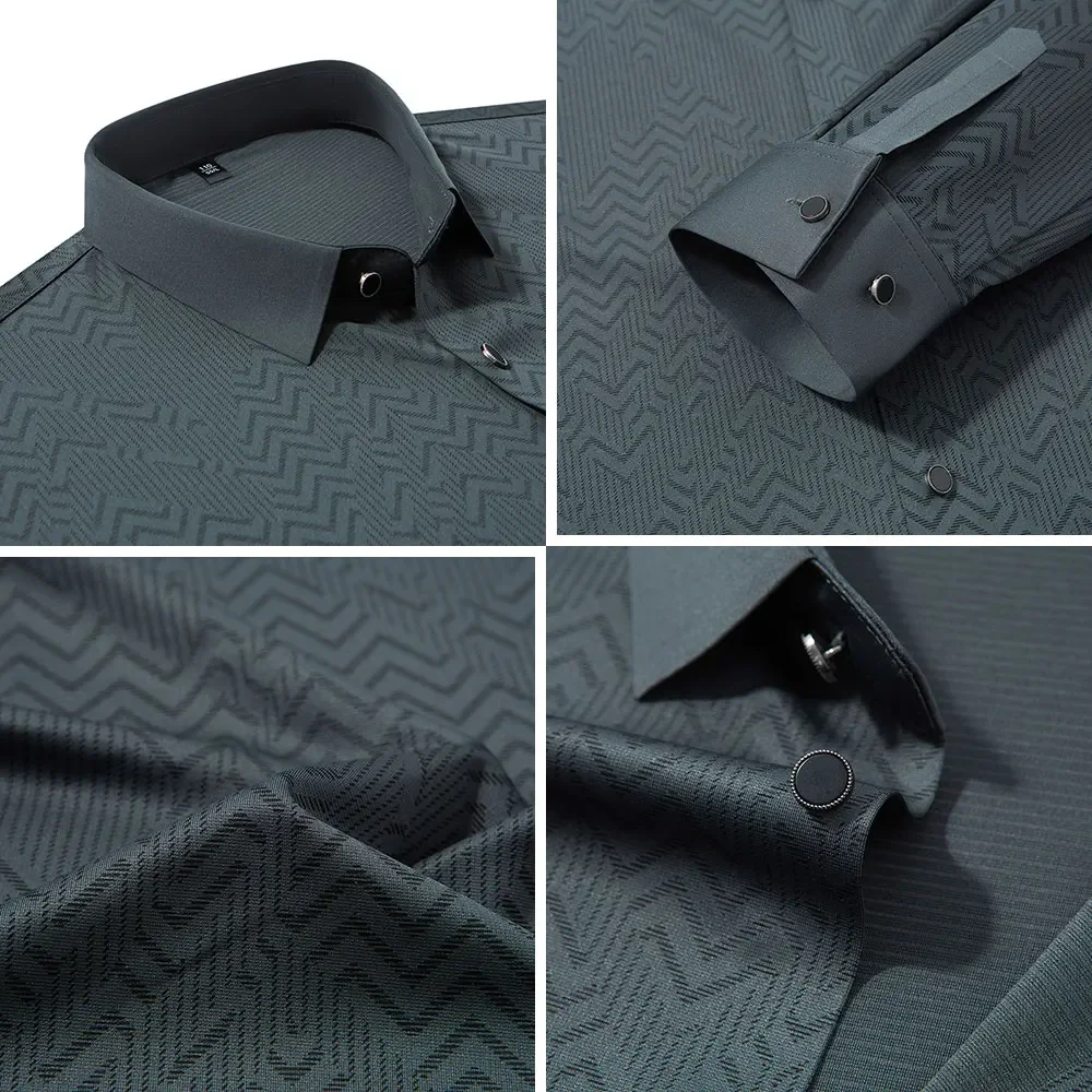 BROWON, camisa de manga larga para hombre, otoño 2025, nueva camisa informal de lujo de Color sólido, camisas ajustadas de oficina de negocios para hombre, ropa