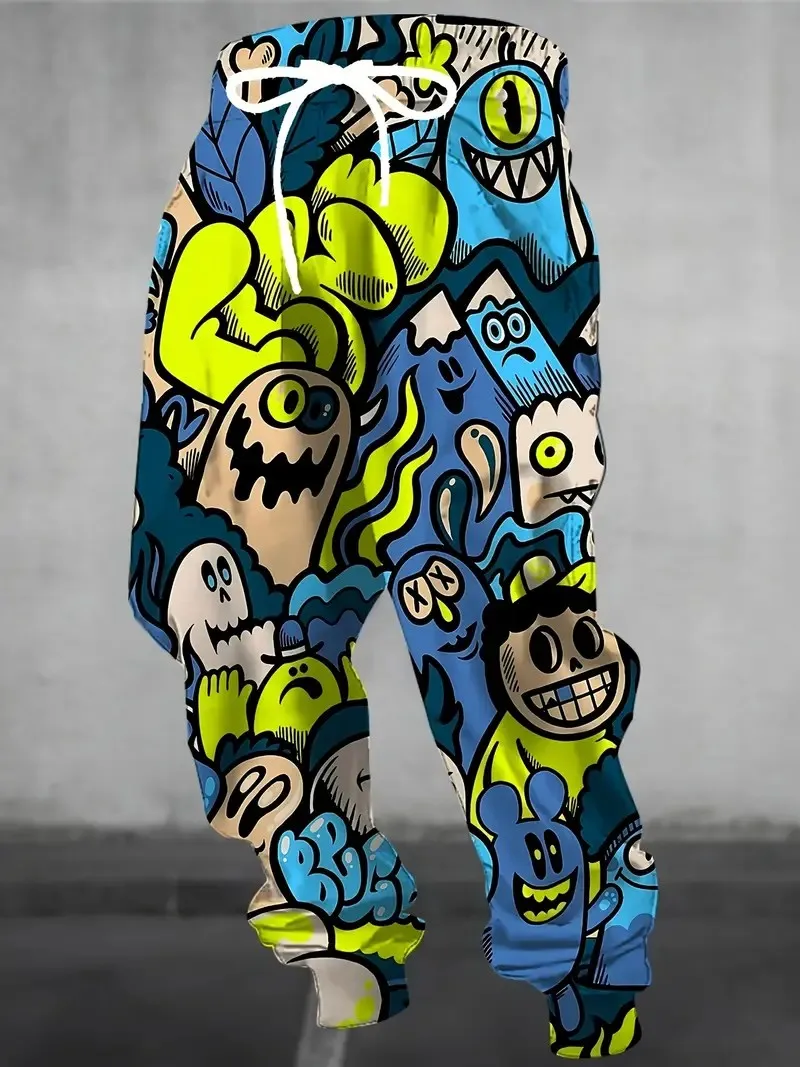 The new men's trousers for Spring and Autumn 2025 are casual fashionable soft and comfortable with 3D pattern printing