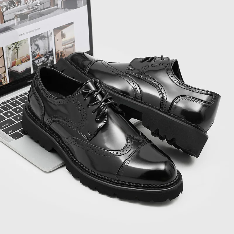 

Italian Formal Dress Brogue Oxford Wedding Business Shoes Male Patent Leather Oxford Shoes Men Formal Party Shoes Size 38-44