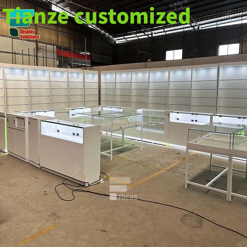 (customized)Custom Smoke Shop Countertop Display Glass Cabinets Dispensary Design Display Cabinet Showcase Retail Ci