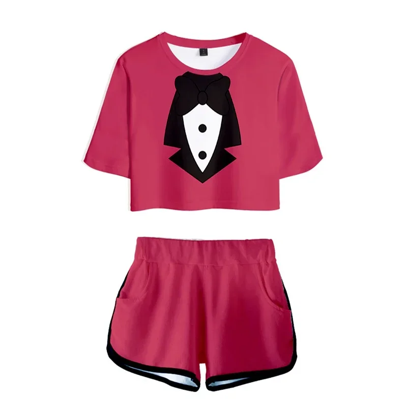 Ainiel Hazbin Cosplay Costume Clothing Tees Hotel Shirt Tshirt Shorts Charlie T Shirt Dust Sport Suit Shorts Vaddie Running Set image 4