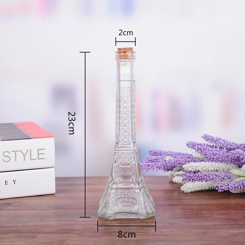 23CM large  Nordic Zakka Colored  Eiffel Tower Glass Vase Home Decoration Colorful for Office Accessories Decoratoin