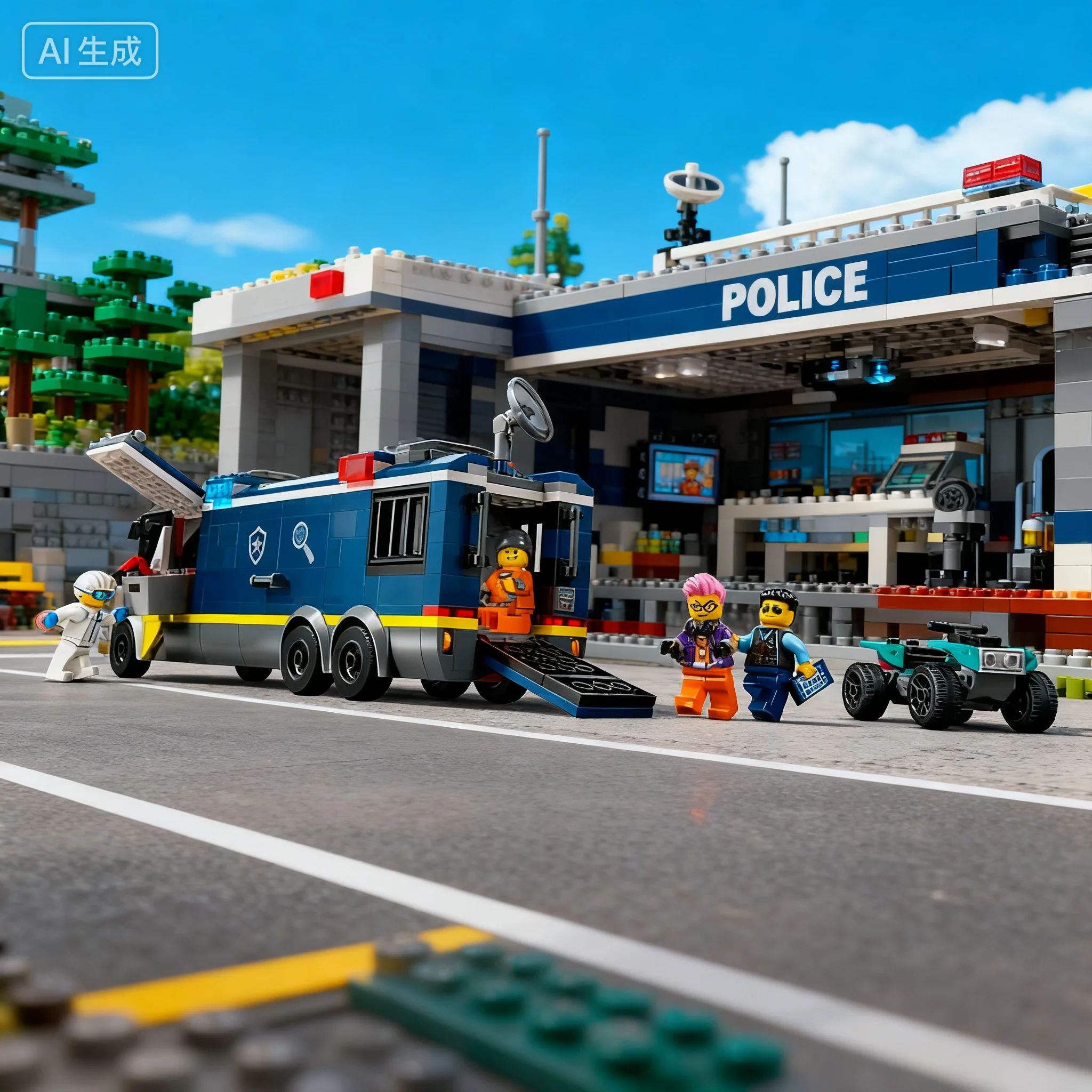 Lego Building Blocks Police Car City Series 60312 60418 Boys and Girls Building Blocks Children's Puzzle Toy Gift