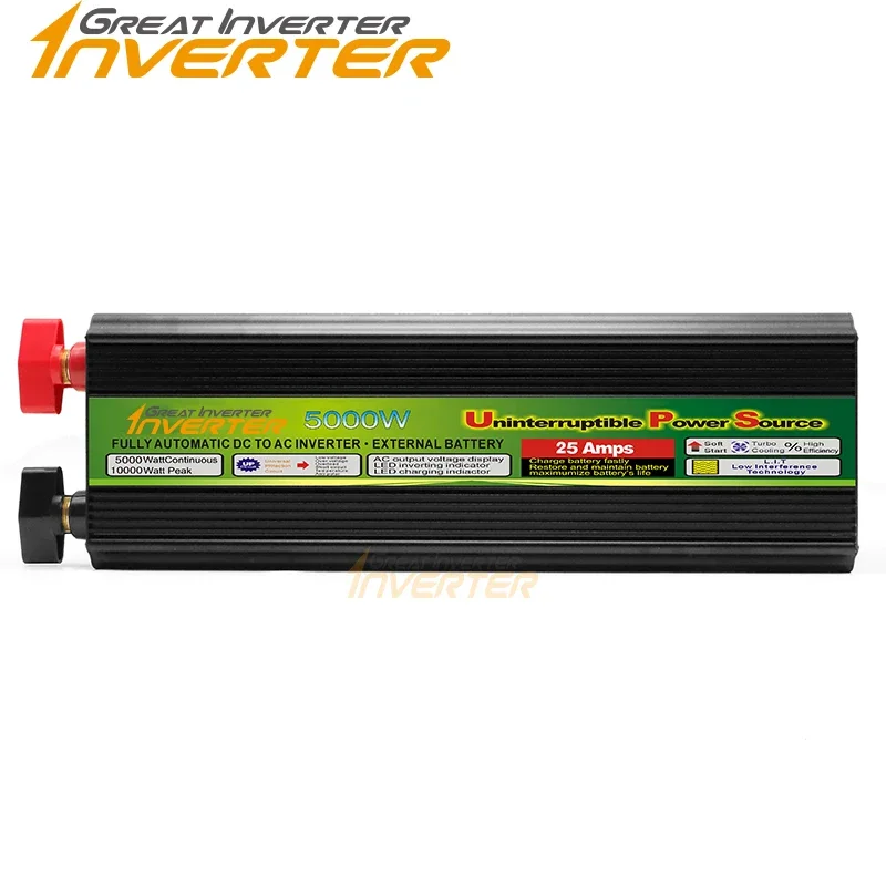 High end super quiet Charging Sine Wave Inverter 12V 24V DC To AC 110V/220V 5000W Voltage Transformer Power Converter Inverter