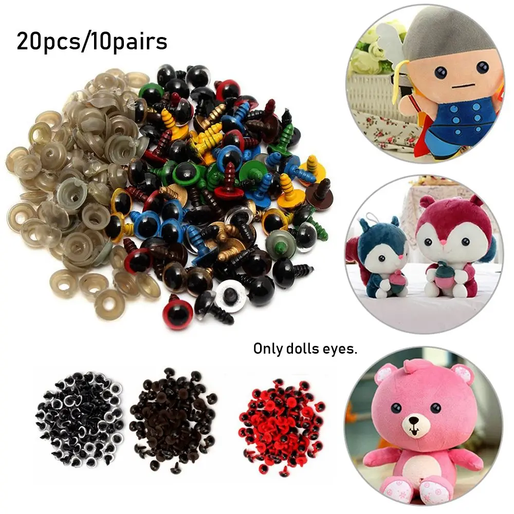 10pairs 8/10/12/14mm 9 Colors Plastic Safety Eyes Crafts Bear Animal DIY Dolls Puppet Accessories Stuffed Toys Parts with Washer