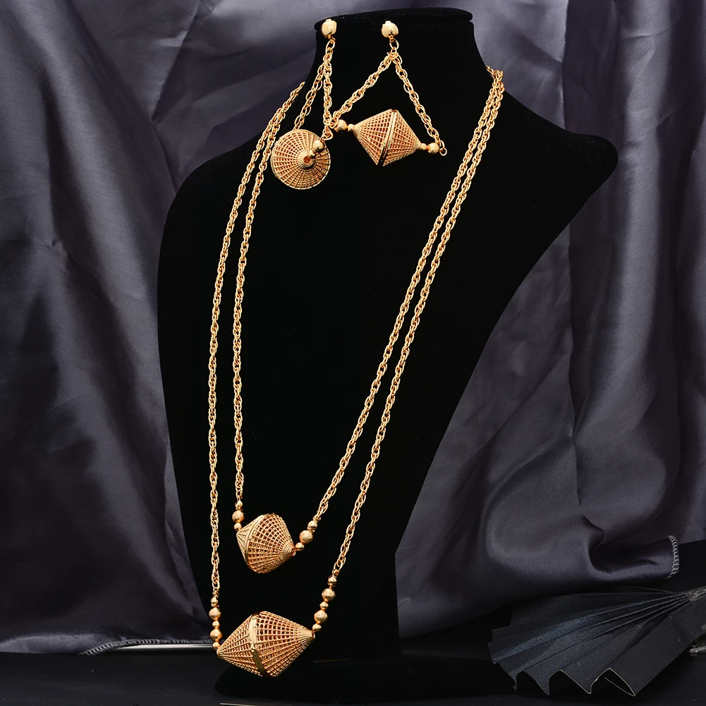 

Ethiopian jewelry Set For Women Girls Dubai gold color jewelry sets beads jewelry set Choker Women Bridal Jewelry Set Design