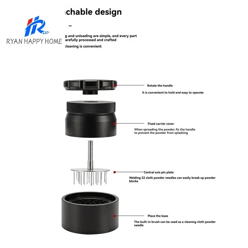 

58MM Adjustable Coffee Distributor Anti-Slip Coffee Powder Distributor Needle, Coffee
