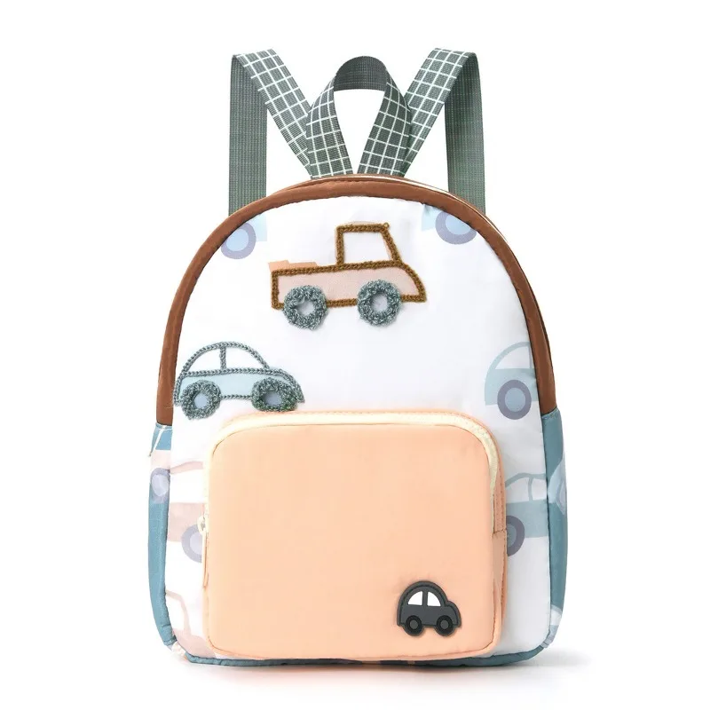 New Cartoon Car Backpack Embroidered Cute Boy Girl Children's Backpack Kindergarten Preschool Daily Travel School Gift in Stock